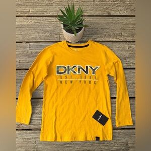 Boys DKNY Long Sleeved Shirt, Mustard Yellow, Size 8